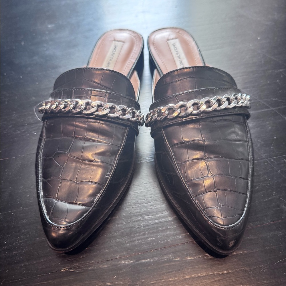 Faux Leather Crocodile Patterned Slides